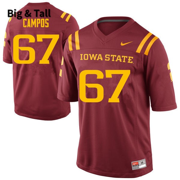 Iowa State Cyclones Men's #67 Jake Campos Nike NCAA Authentic Cardinal Big & Tall College Stitched Football Jersey SM42T41AR